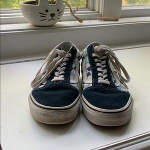 Blue and white checkered vans